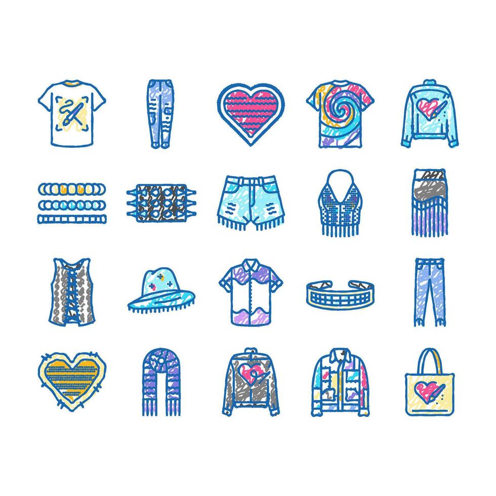 diy fashion fabric handmade icons hand drawn vector
