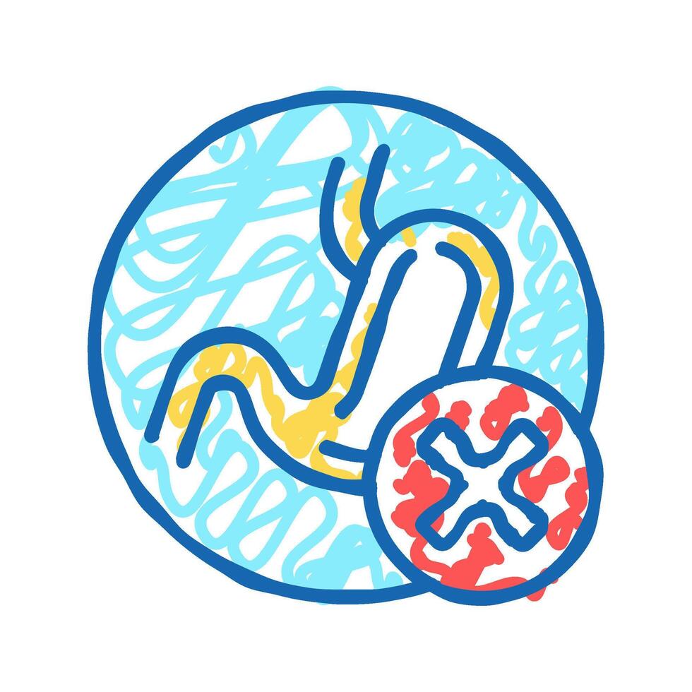 food indigestion stomach problem icon doodle illustration vector