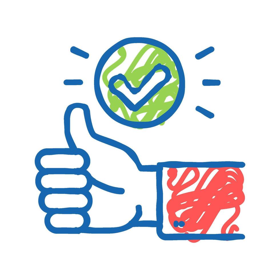 gesture good and approved icon doodle illustration vector
