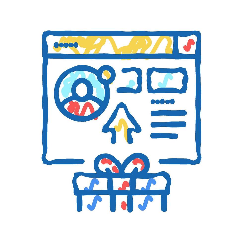 sending digital gift icon doodle illustration vector