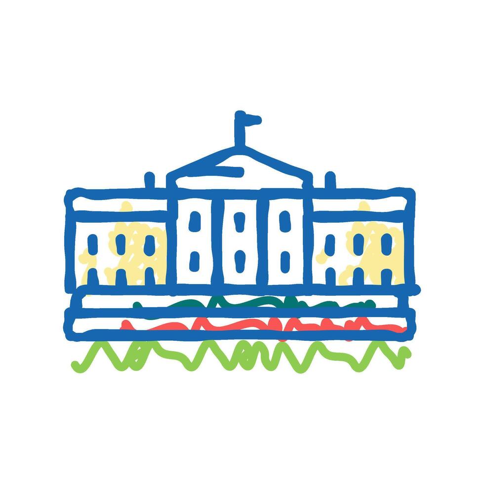 white house icon doodle illustration vector