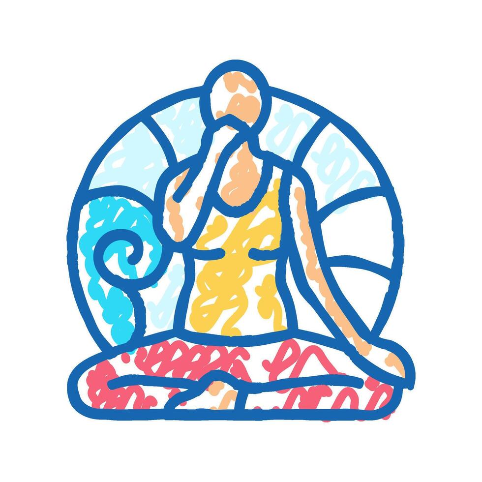 pranayama ayurveda icon doodle illustration vector