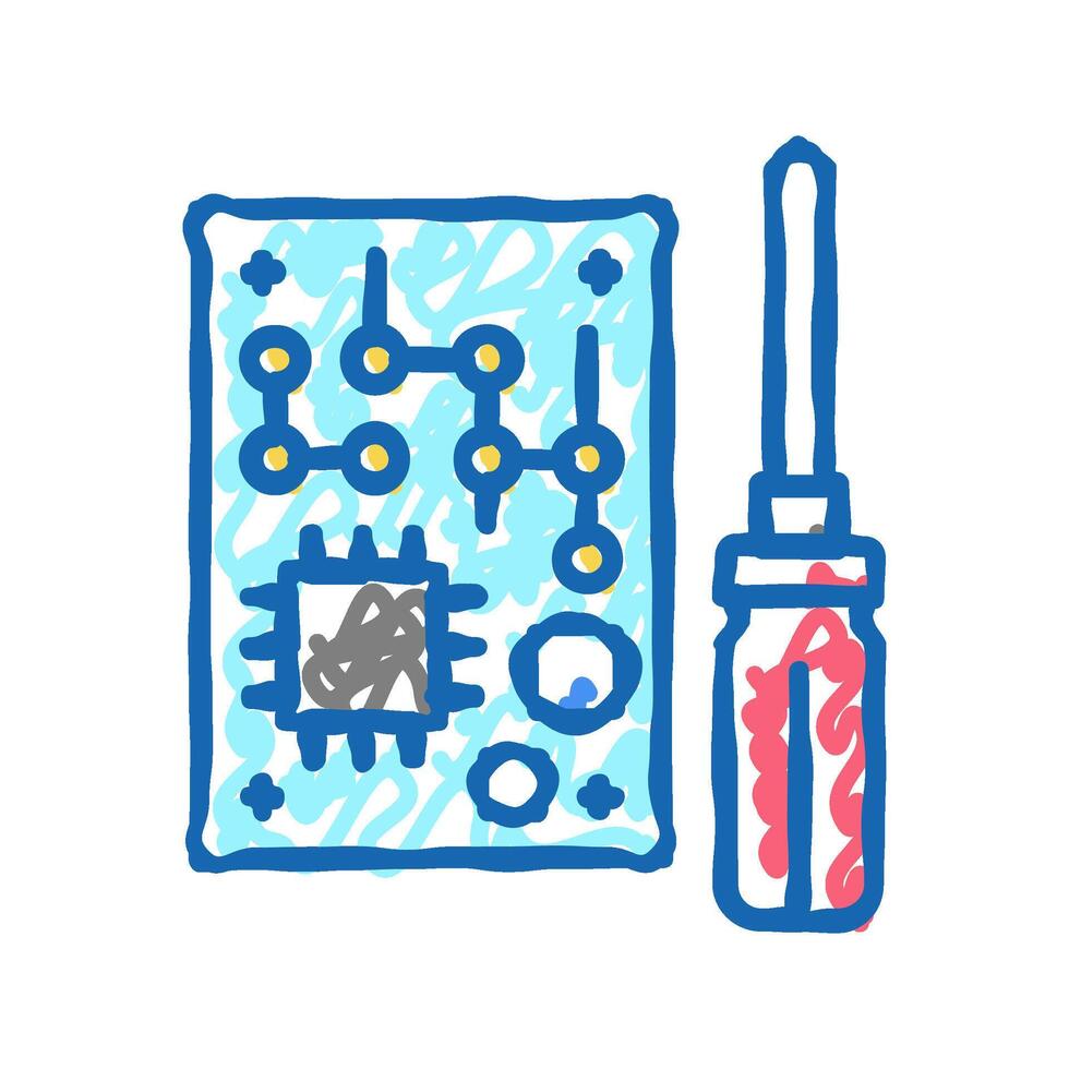 microchip make geek icon doodle illustration vector