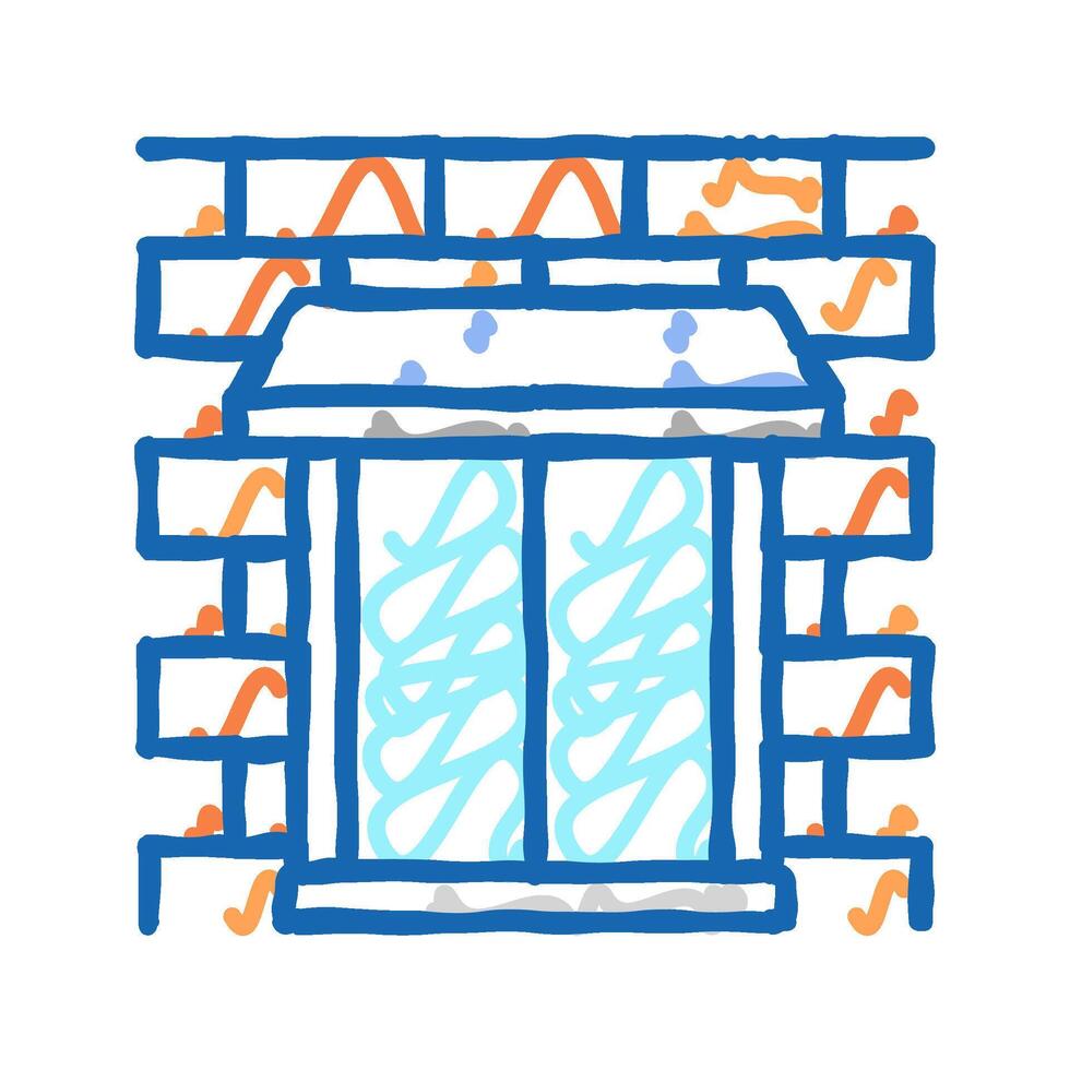 parapet wall building house icon doodle illustration vector