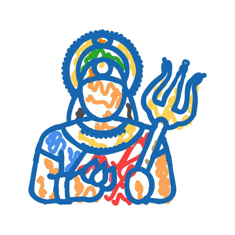 durga trident trishul icon doodle illustration vector
