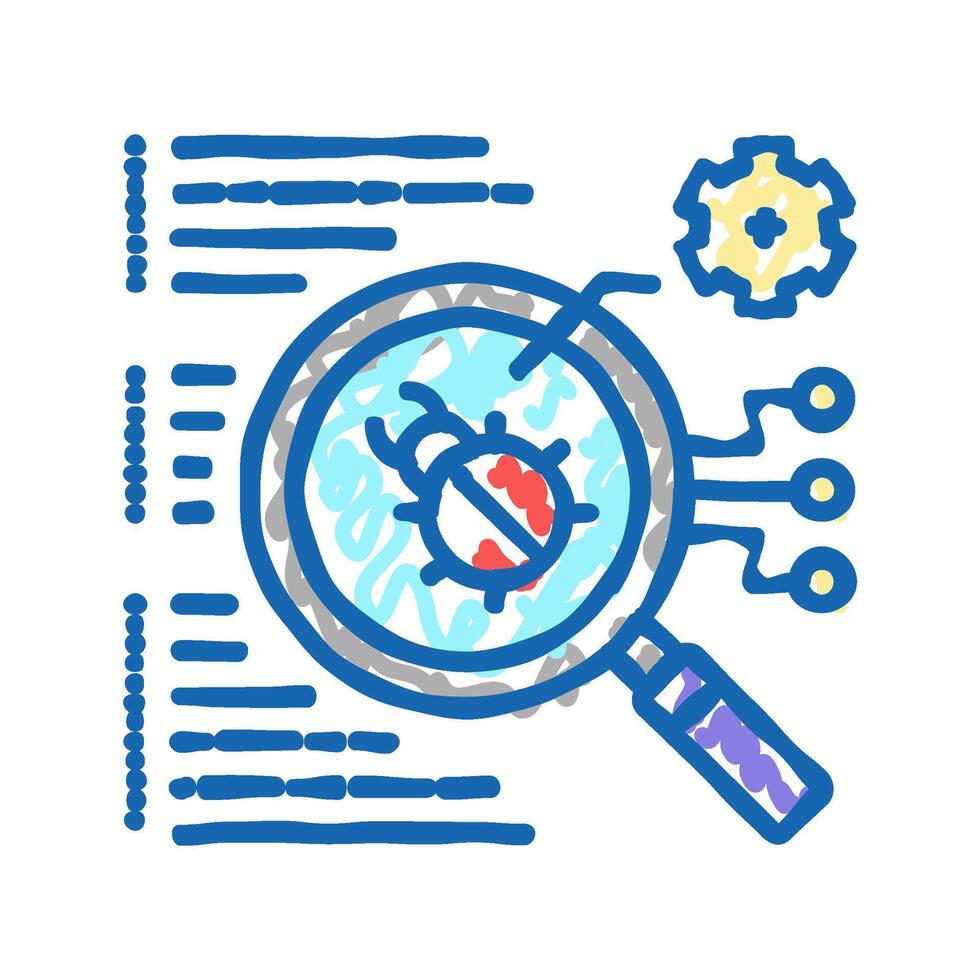 virus searching icon doodle illustration vector