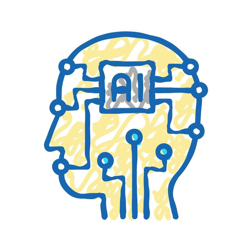 artificial intelligence technology icon doodle illustration vector