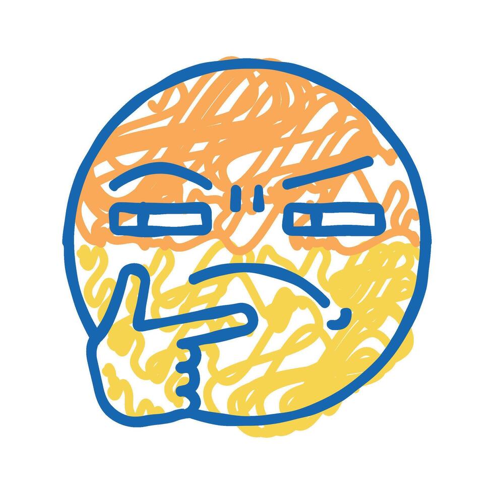 confused emoji icon doodle illustration vector