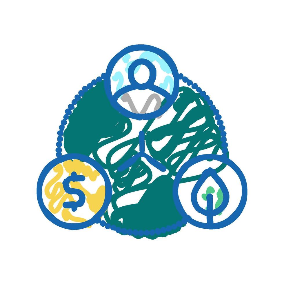 sustainable balanced economy icon doodle illustration vector