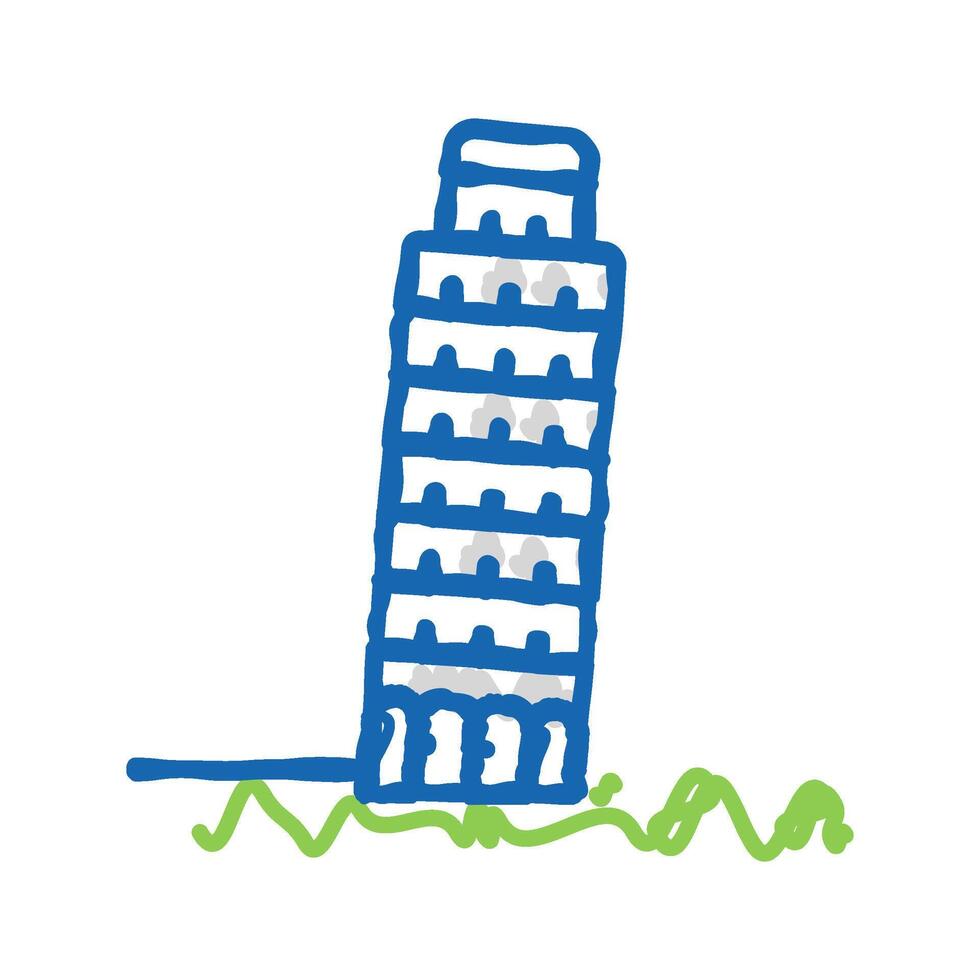 leaning tower of pisa icon doodle illustration vector