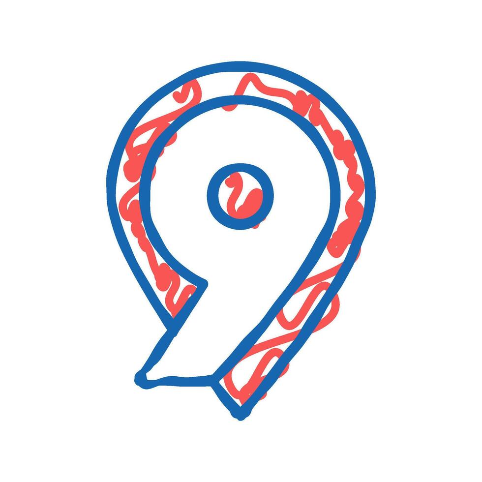 ninth number icon doodle illustration vector