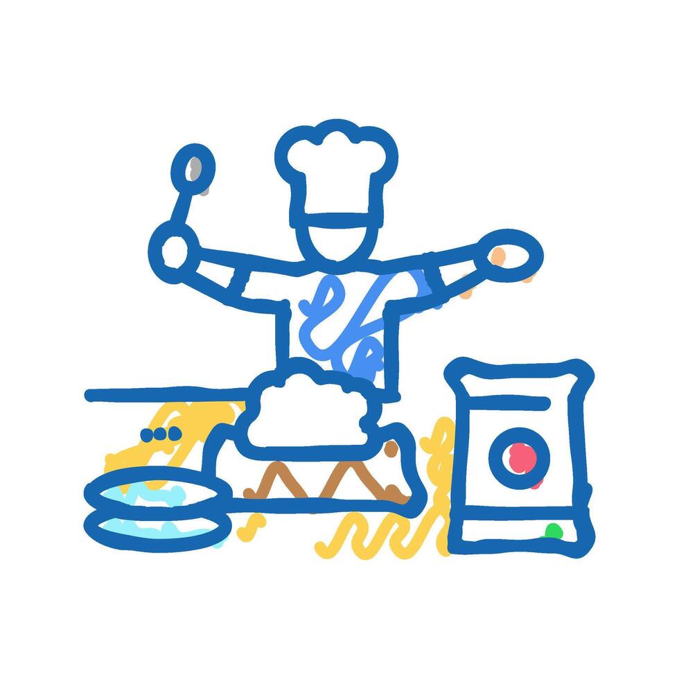 cooking kid leisure icon doodle illustration vector