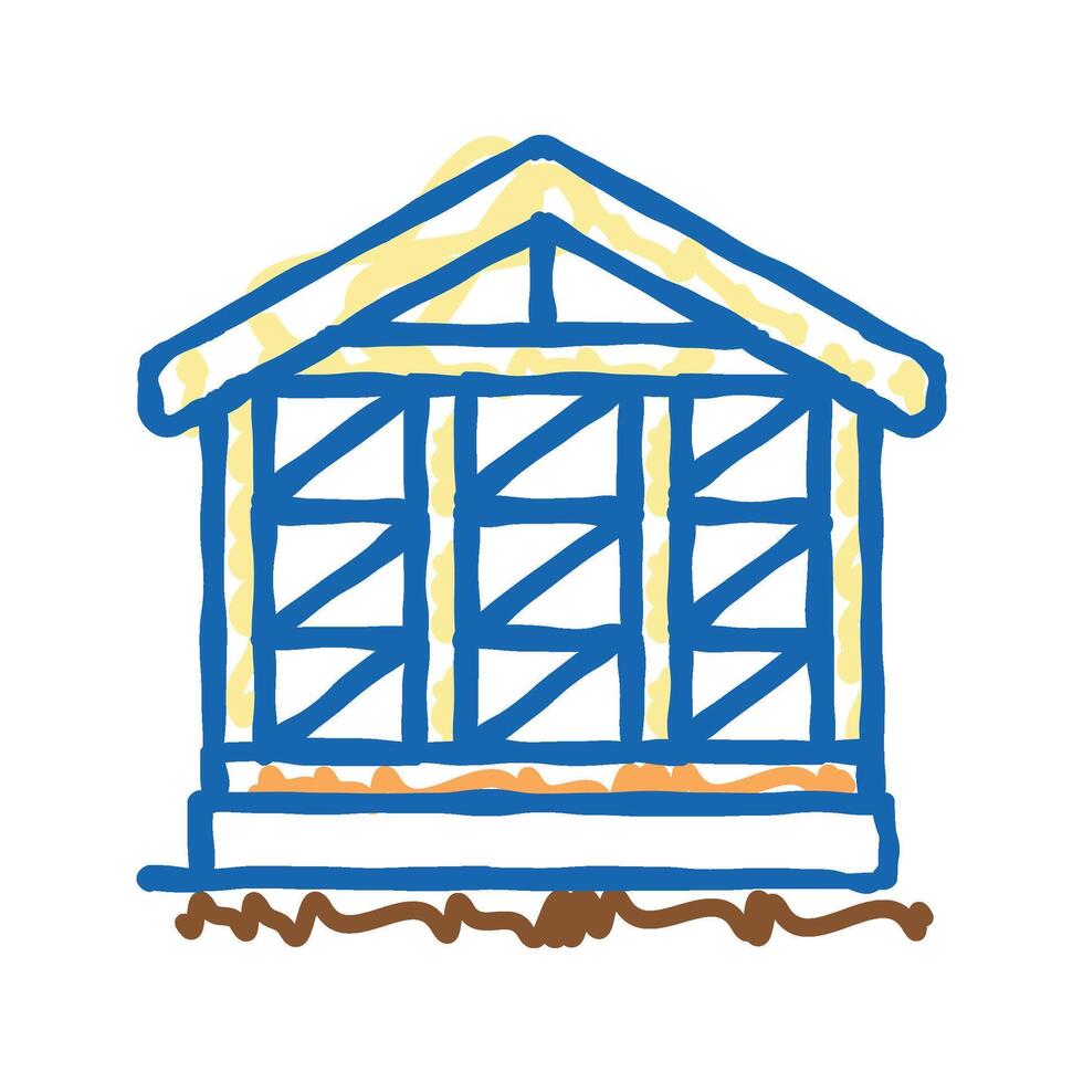 wooden frame building icon doodle illustration vector