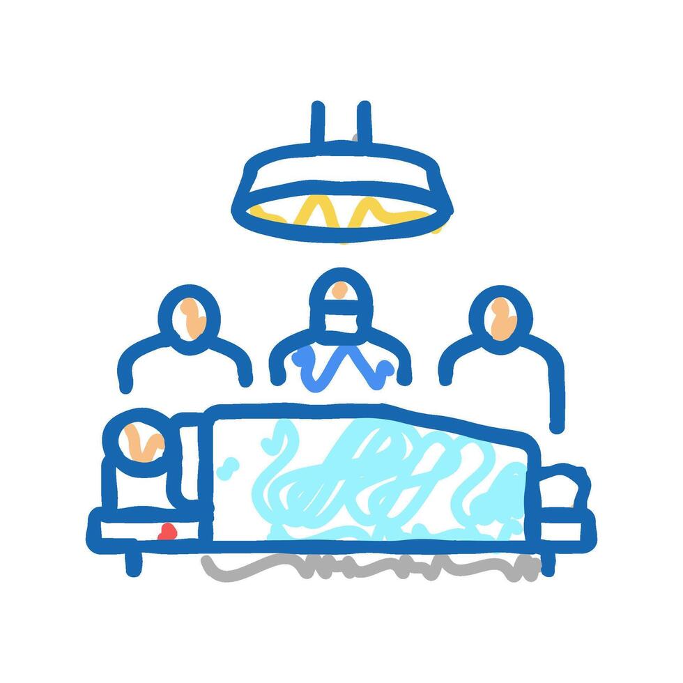surgery doctor and assistant team icon doodle illustration vector