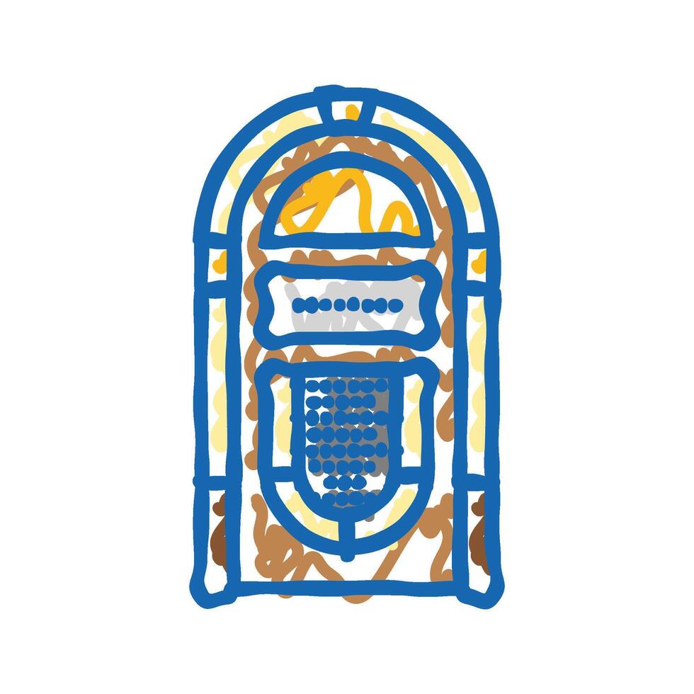 jukebox retro music icon doodle illustration vector