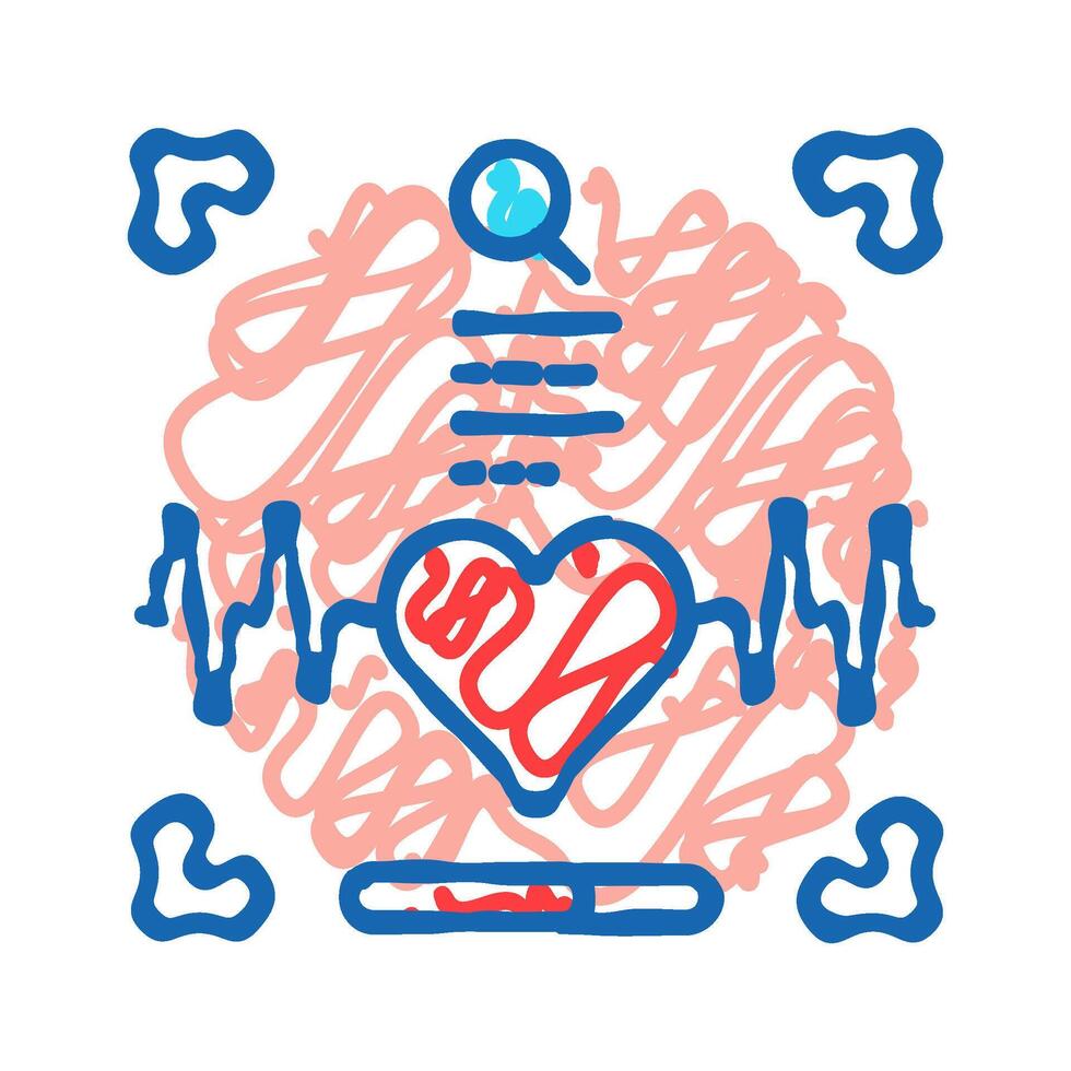 heartbeat authentication icon doodle illustration vector