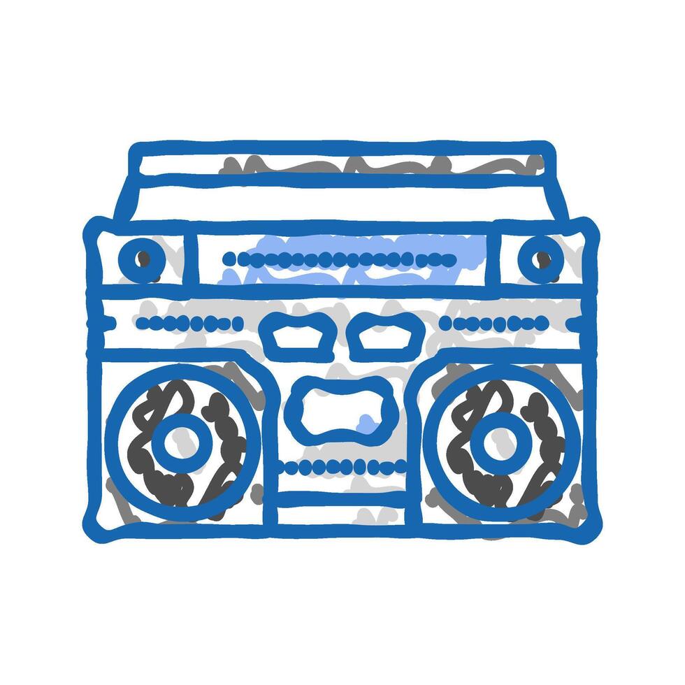 boombox retro music icon doodle illustration vector
