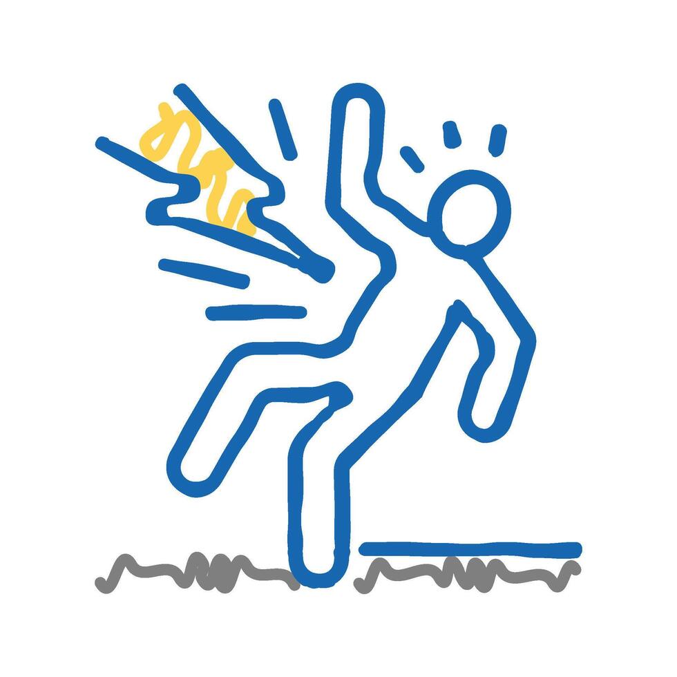 lightning strike man accident icon doodle illustration vector