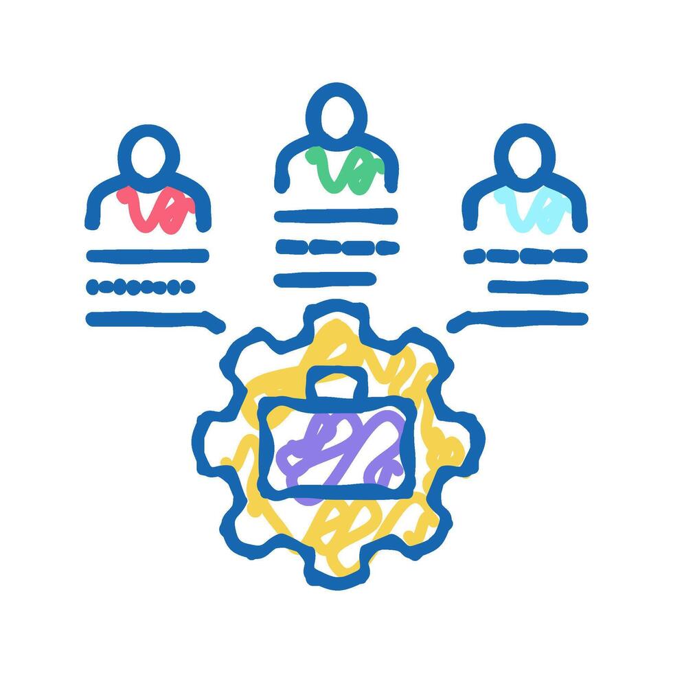 settings of business crowdsoursing icon doodle illustration vector