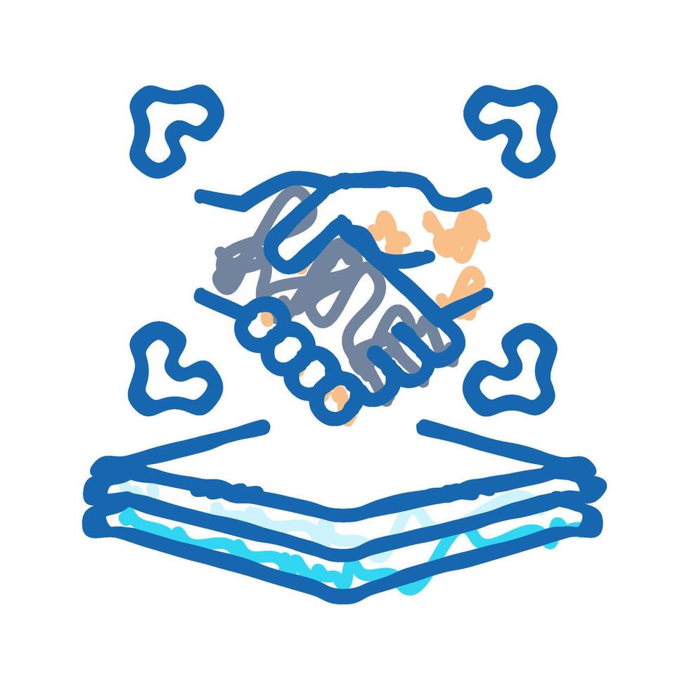 handshake virtual conference icon doodle illustration vector