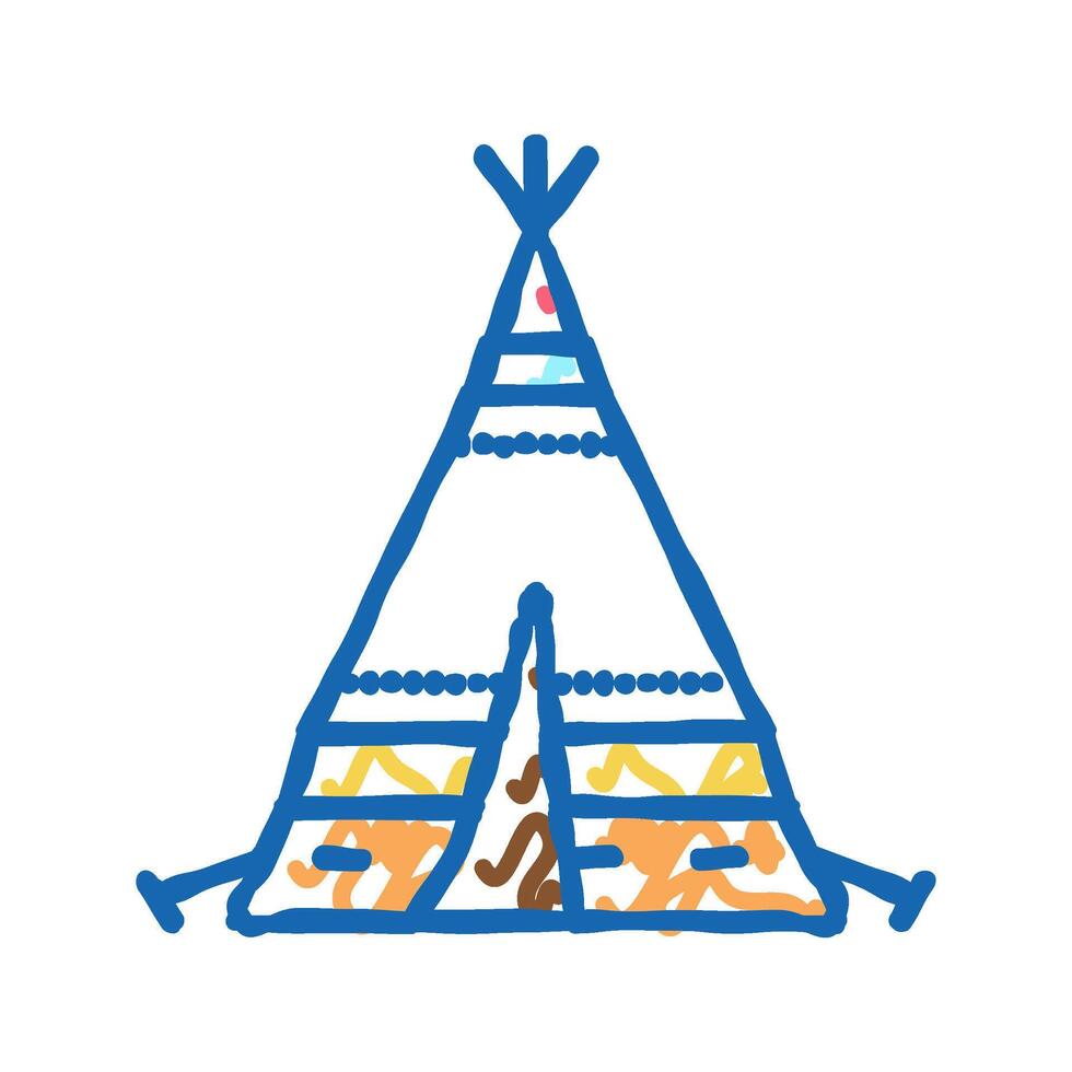 tipi tepee boho icon doodle illustration vector