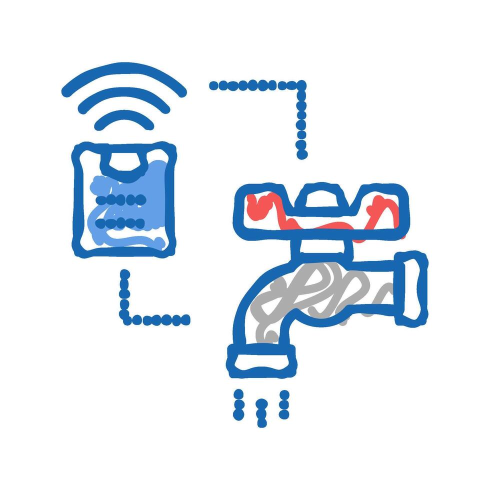 faucet control of smart home icon doodle illustration vector