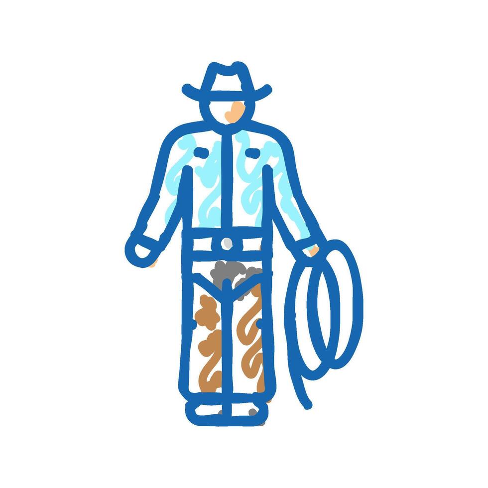 cowboy western man icon doodle illustration vector