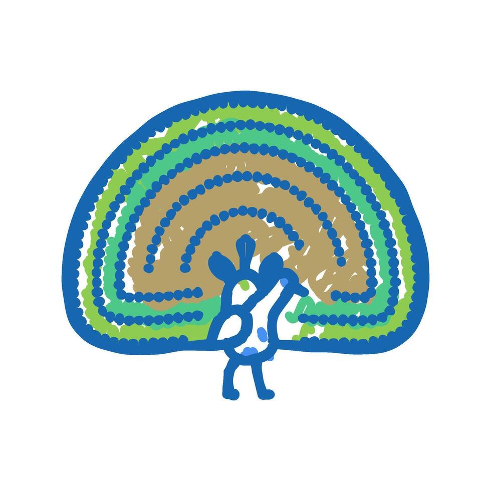 peacock wild bird icon doodle illustration vector