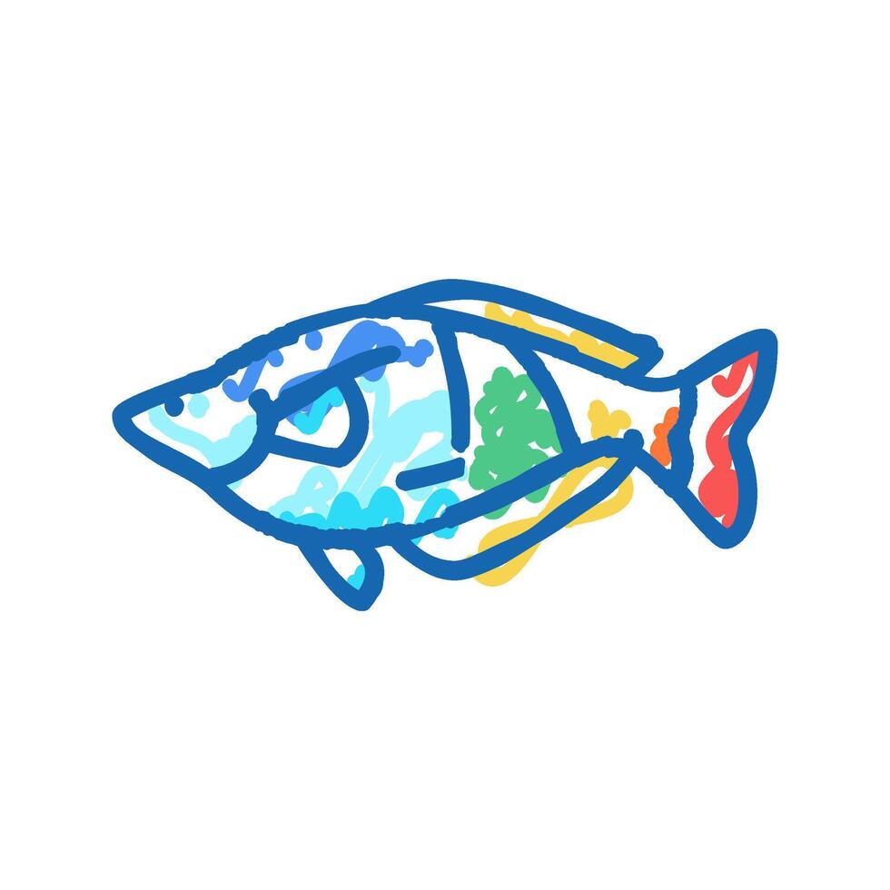 rainbowfish aquarium fish icon doodle illustration vector