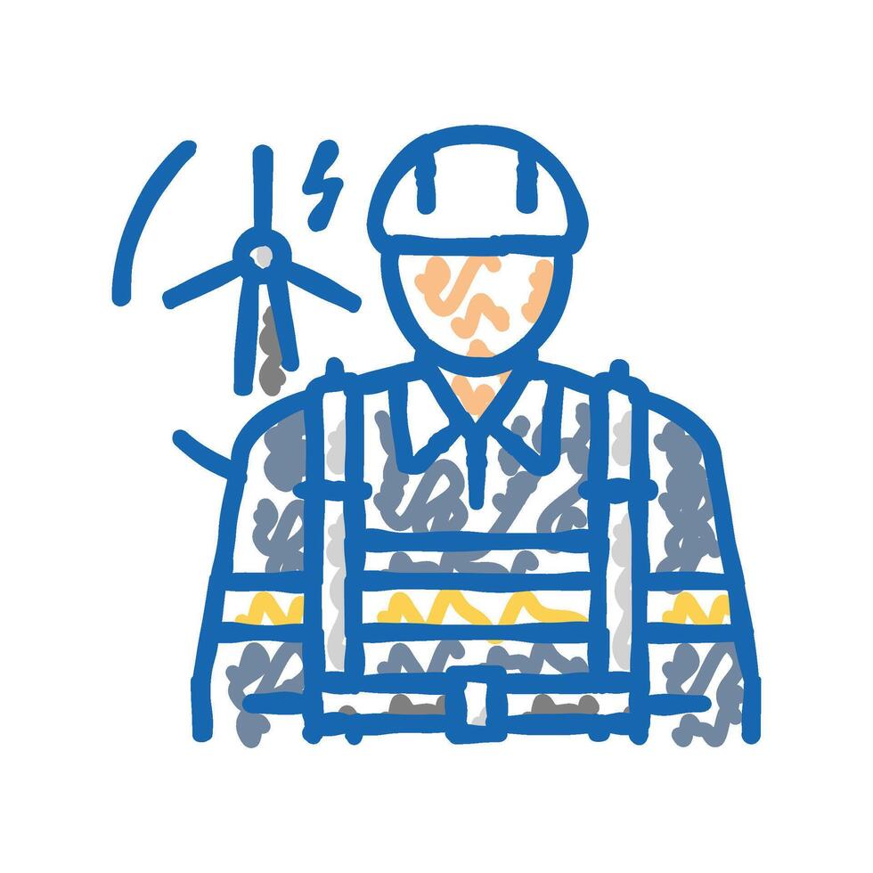 wind turbine technician repair worker icon doodle illustration vector