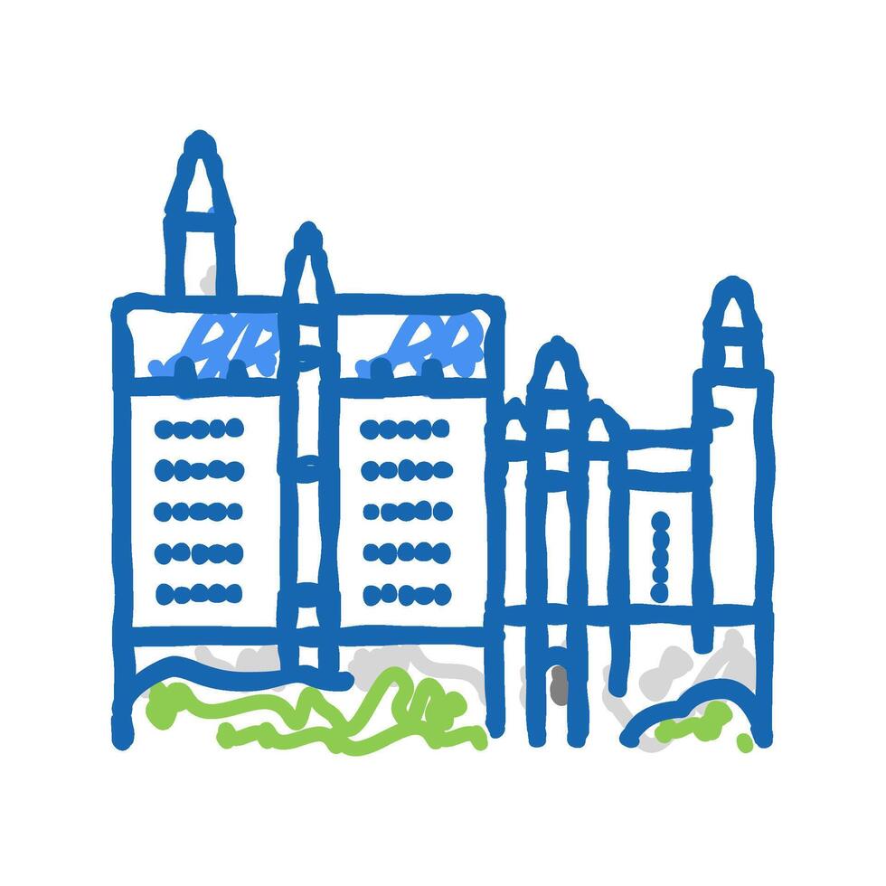 neuschwanstein castle icon doodle illustration vector