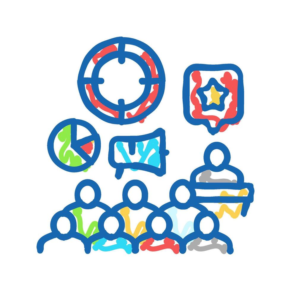 event marketing icon doodle illustration vector
