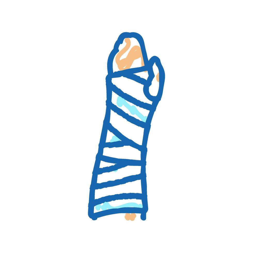 arm cast fracture injury icon doodle illustration vector