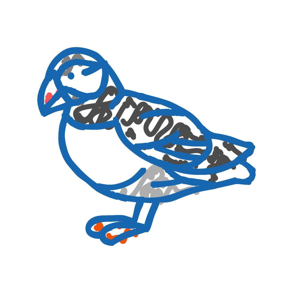 atlantic puffin bird exotic icon doodle illustration vector