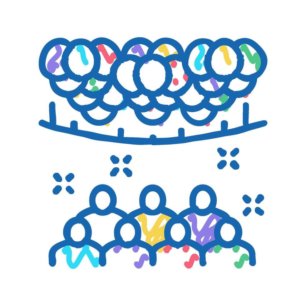 surprise party decorated balloon icon doodle illustration vector