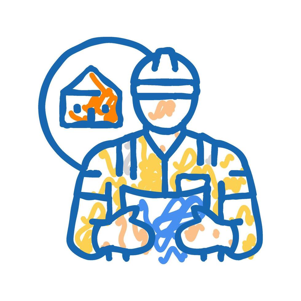 civil engineer worker icon doodle illustration vector
