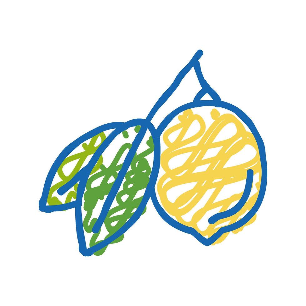 lemons citrus with leaf icon doodle illustration vector