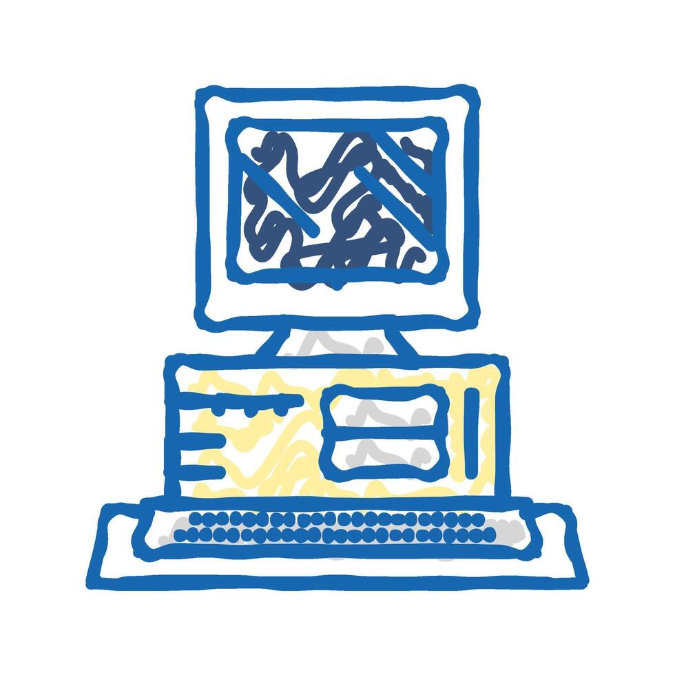 computer pc technology icon doodle illustration vector