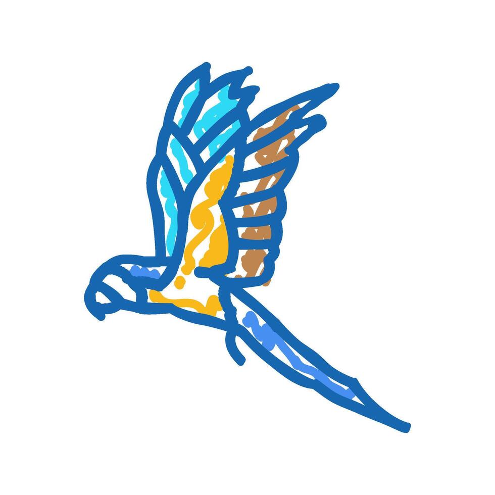 macaw flying parrot bird icon doodle illustration vector