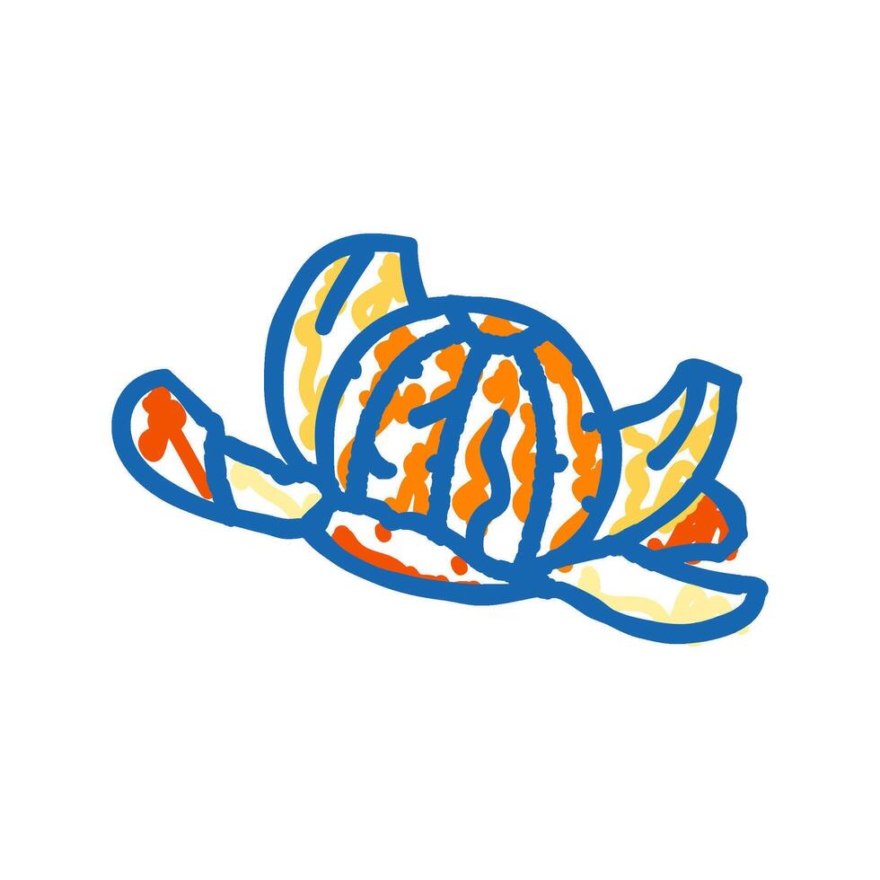 peeled clementine icon doodle illustration vector