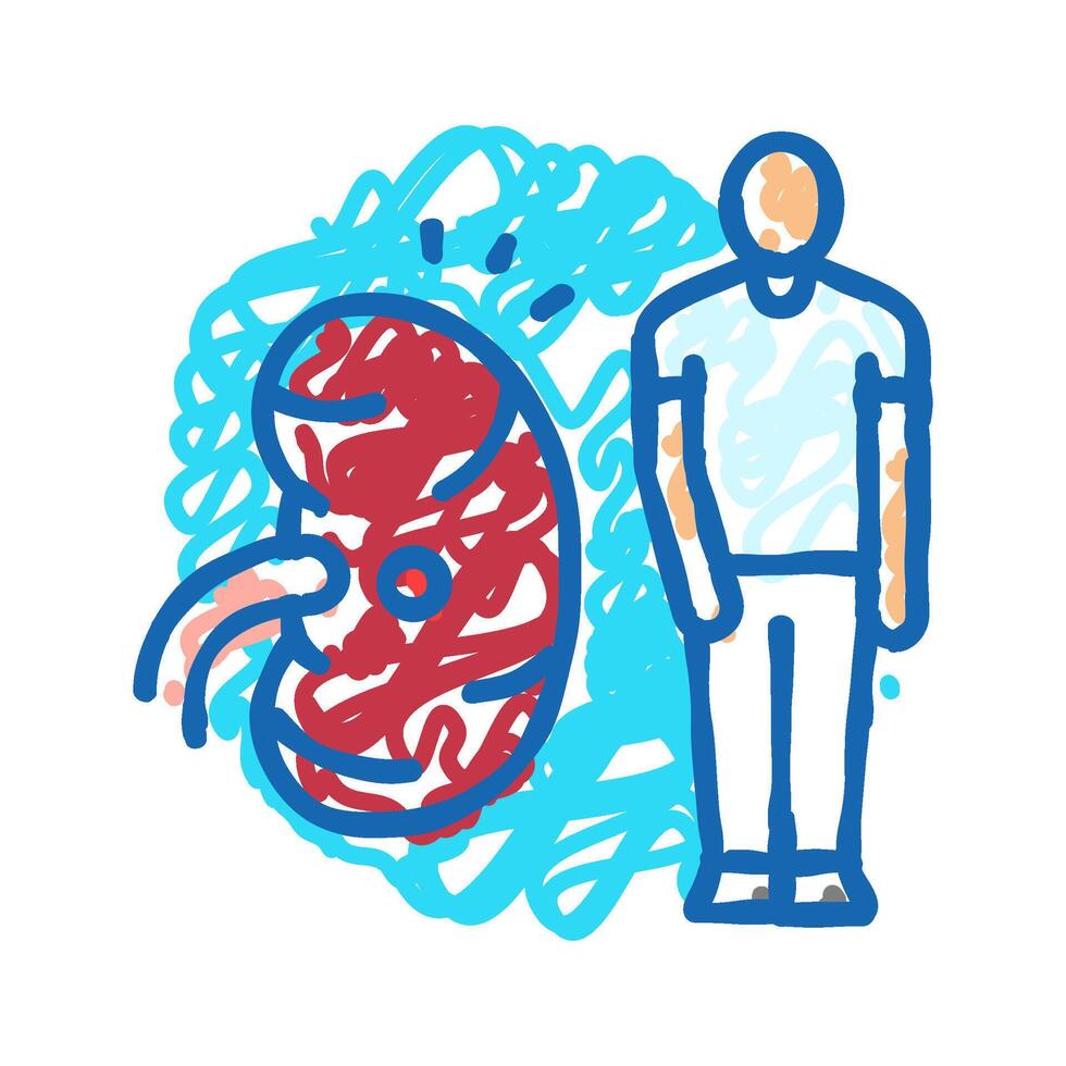 kidney man disease icon doodle illustration vector