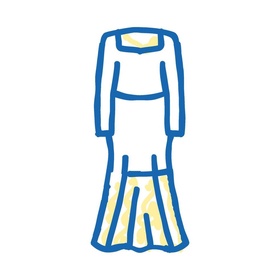 long sleeve bride dress icon doodle illustration vector