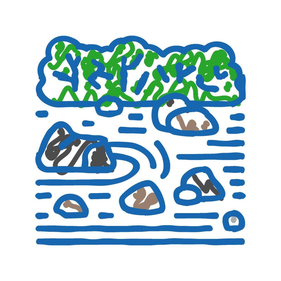 zen garden buddhism icon doodle illustration vector