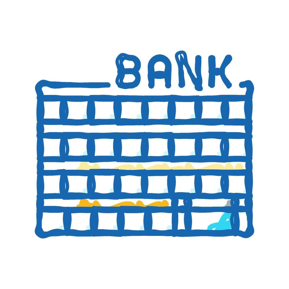 skyscraper bank building icon doodle illustration vector