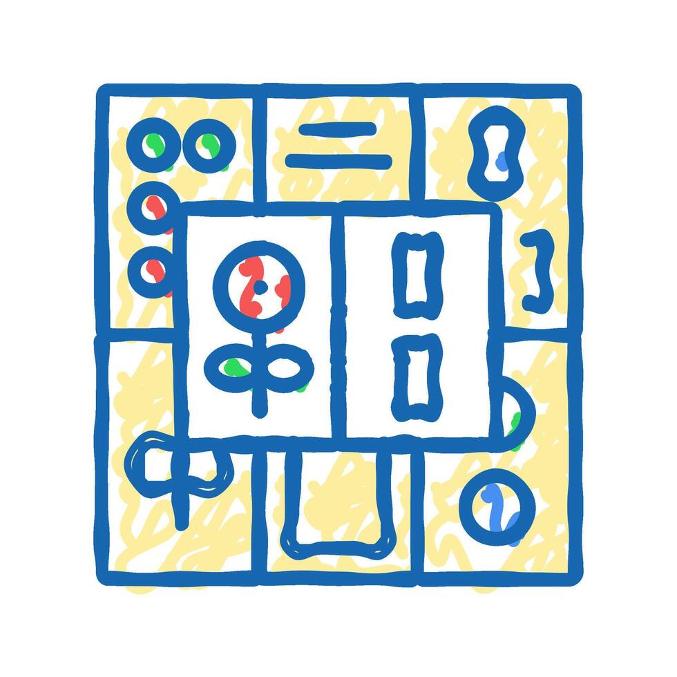 mahjong tiles board table icon doodle illustration vector