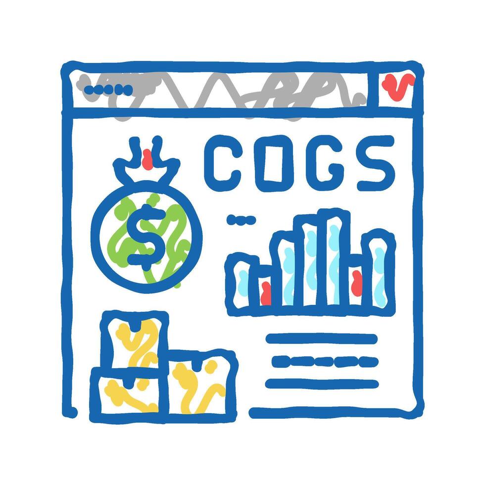 cost of goods sold cogs report icon doodle illustration vector