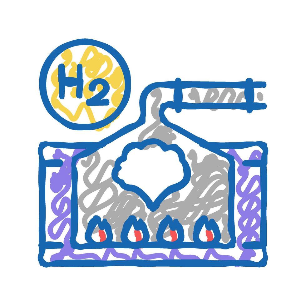 processing hydrogen icon doodle illustration vector