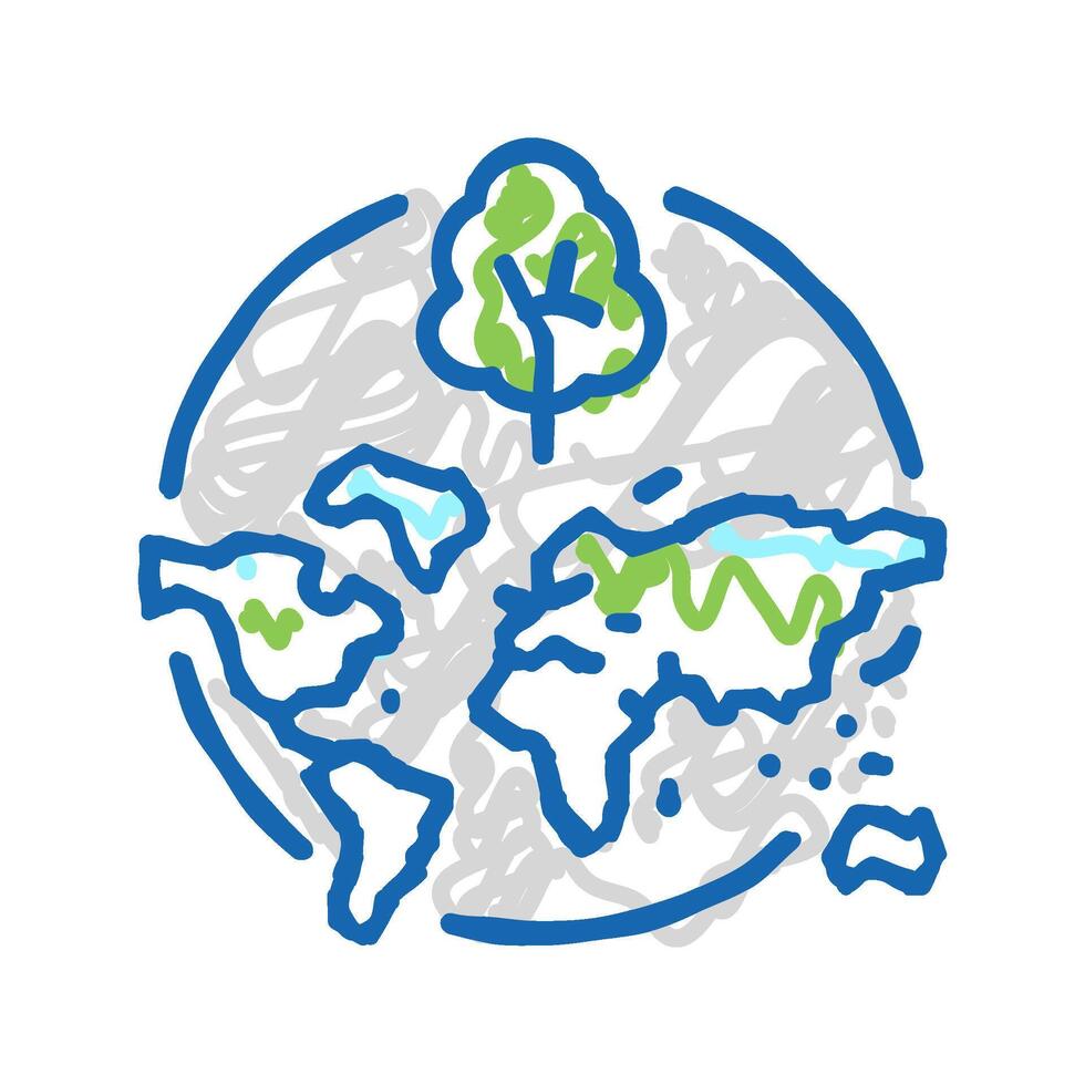deforestation map icon doodle illustration vector
