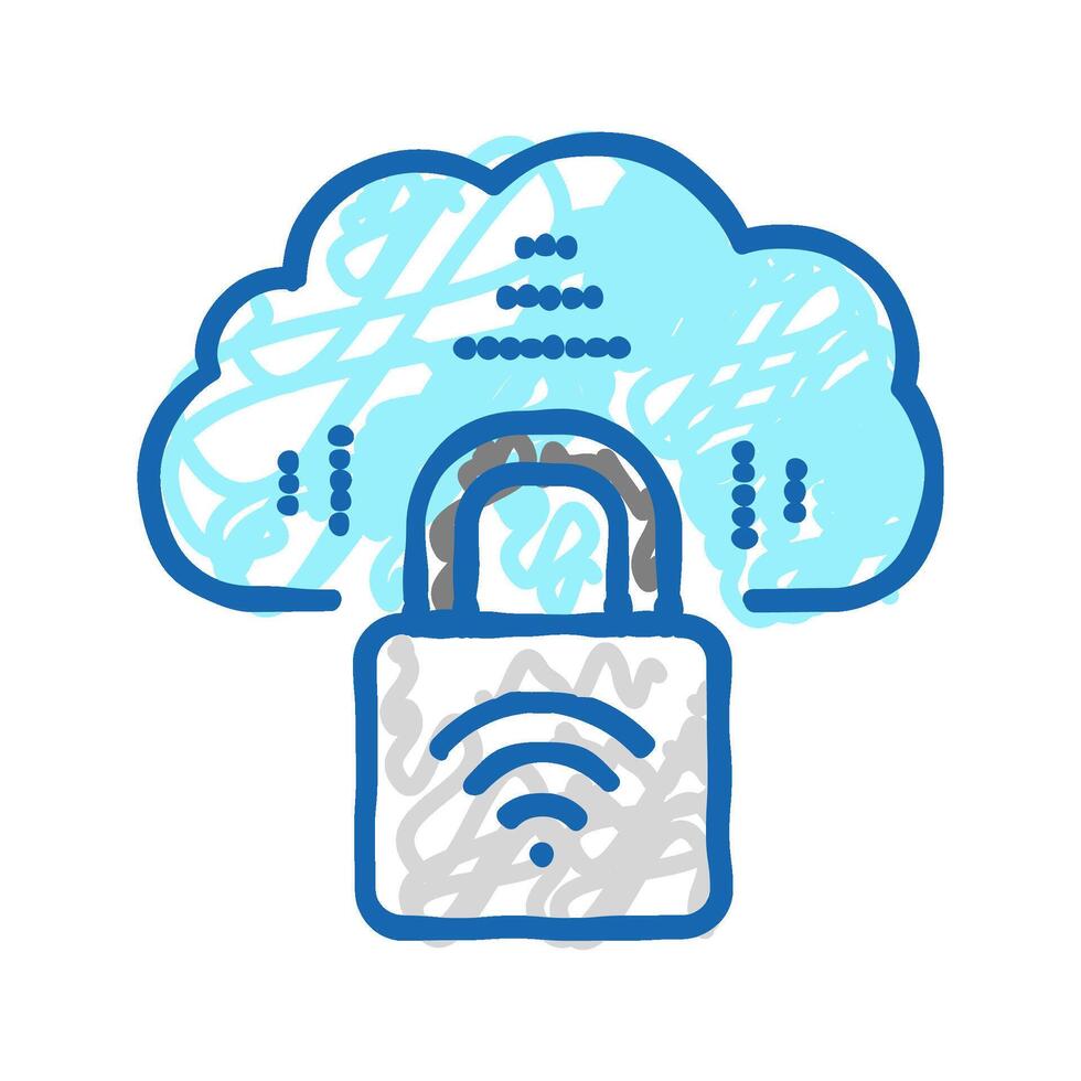 internet padlock icon doodle illustration vector