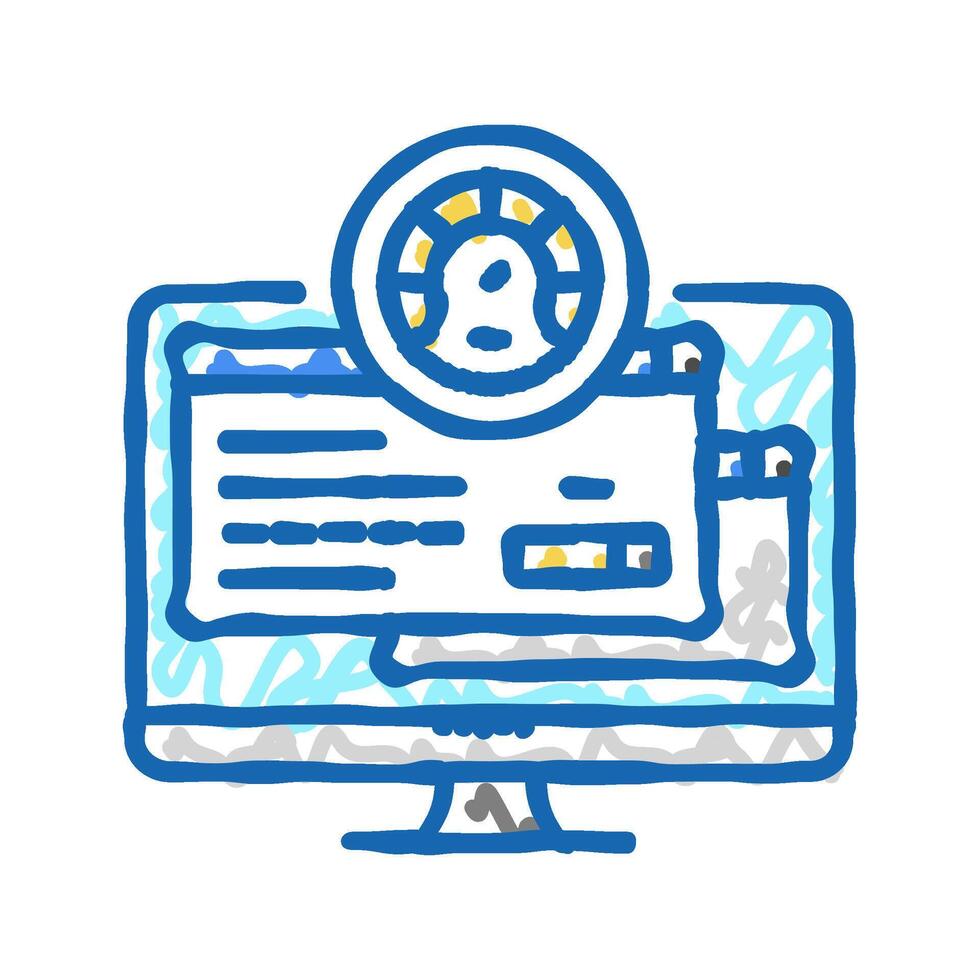 pc optimization repair computer icon doodle illustration vector